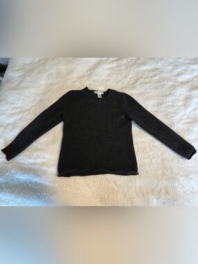 Susan Bristol Dark Gray Merino Wool Crewneck Sweater